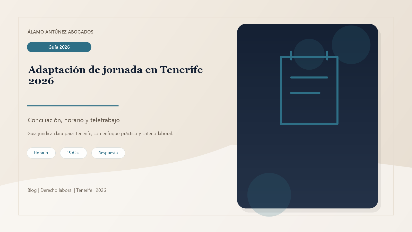 Imagen sobre adaptación de jornada Tenerife - Álamo y Antúnez Abogados Tenerife