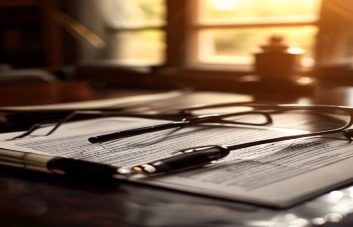 Documentos de una póliza de seguro de vida sobre un escritorio — reclamación de seguros de vida en Tenerife, Álamo y Antúnez Abogados